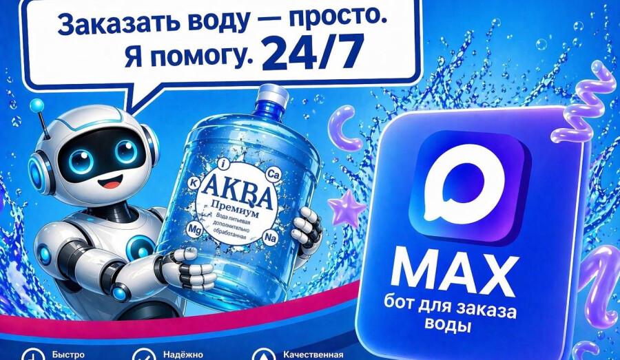 Теперь заказать доставку воды АКВА Премиум можно через бота в МАХ