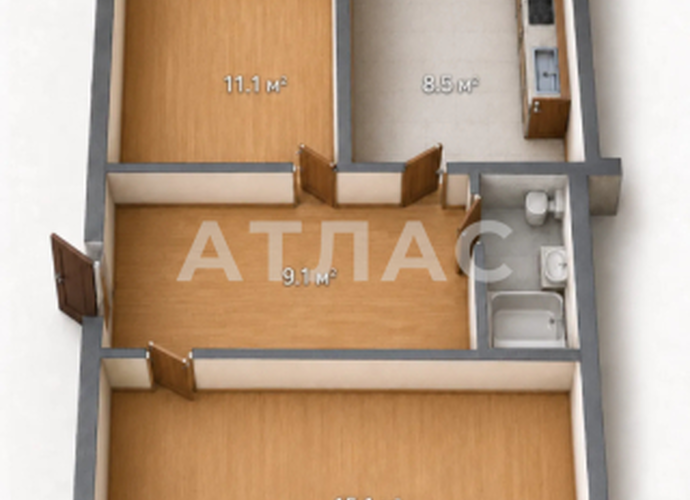 2-к квартира, 1/5 этаж, 51,1м², арт. 136489220